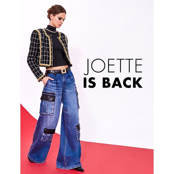 Alice + Olivia Joette Combination Vegan Leather Cargo Jeans - Picture 4 of 15